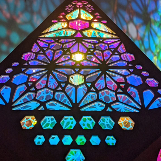 Bohemian Projection Lamp - Colorful Night Light - Wooden Floor Lamp