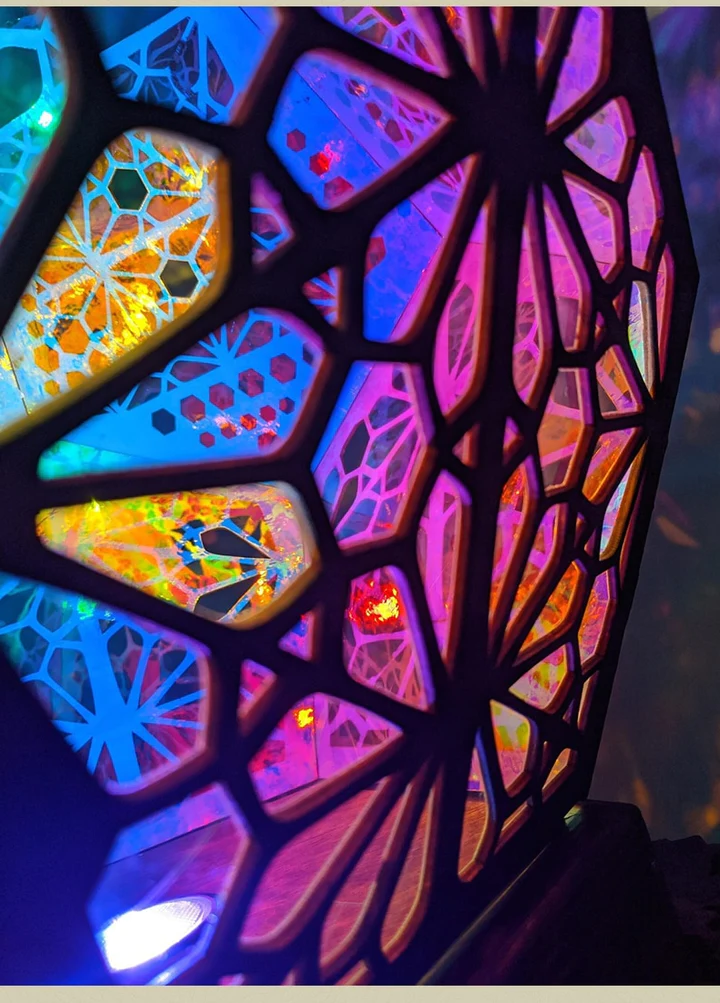 Bohemian Projection Lamp - Colorful Night Light - Wooden Floor Lamp