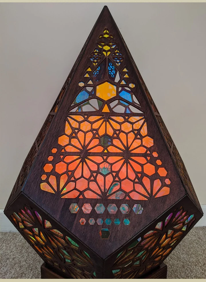 Bohemian Projection Lamp - Colorful Night Light - Wooden Floor Lamp