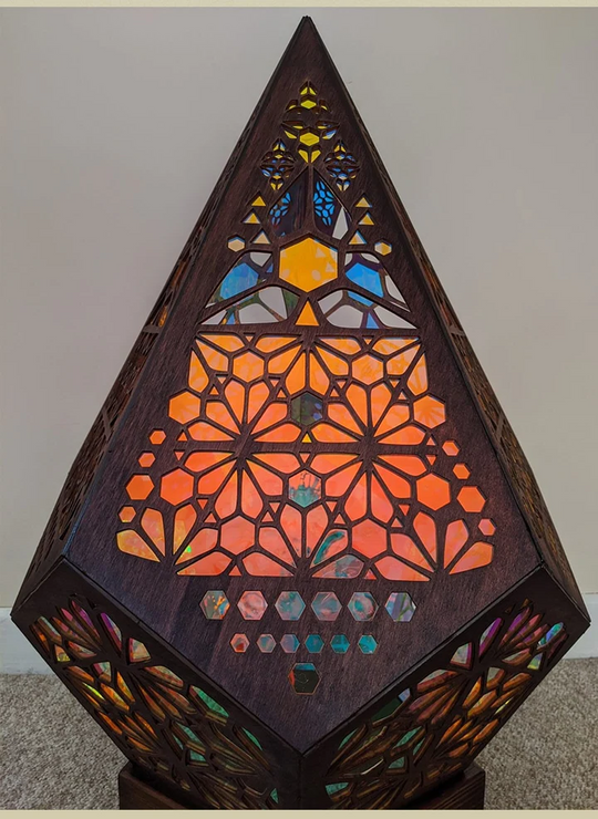 Bohemian Projection Lamp - Colorful Night Light - Wooden Floor Lamp