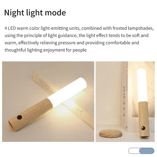 Motion Sensor Night Light - Wood Grain Design - Magnetic Base
