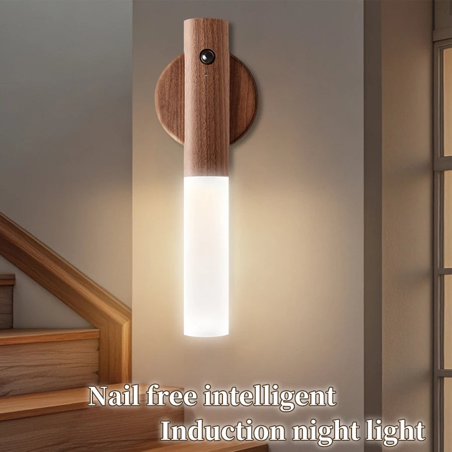 Motion Sensor Night Light - Wood Grain Design - Magnetic Base