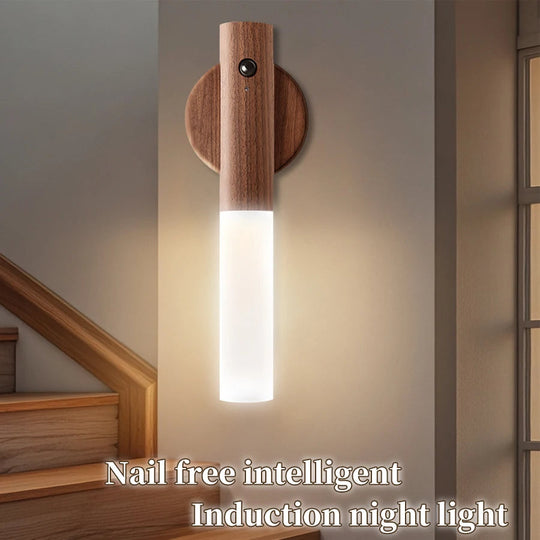 Motion Sensor Night Light - Wood Grain Design - Magnetic Base