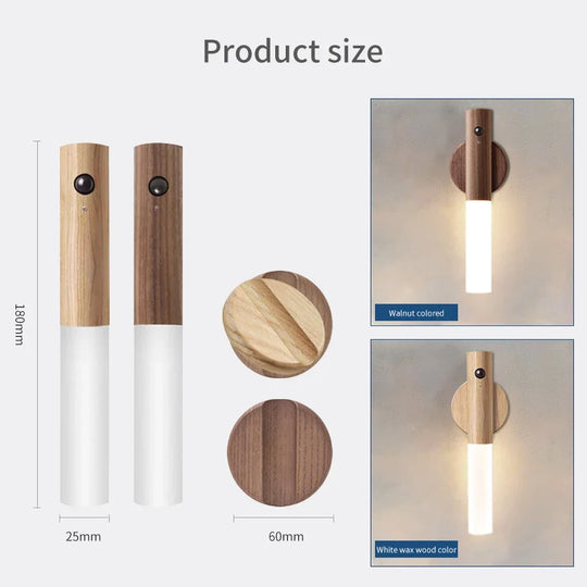 Motion Sensor Night Light - Wood Grain Design - Magnetic Base